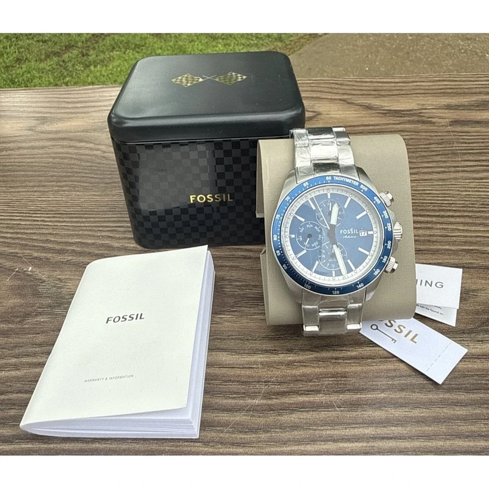 Fossil Autocross BQ2878‎ Mens Multifunction Blue Sunray Dial Watch NIBWT